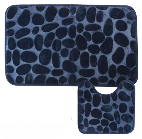 Your bathroom Bath Mat 2-Piece Set - Ultra Soft Memory Foam Non-Slip Bath Mats - Super Absorbent & Quick Dry - Machine Washable Toilet & Shower Mat - Polyester Fiber Mat Mould Free