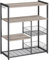 VASAGLE Estantería de Cocina con 2 Cestas de Malla Metálica, Estantería para Microondas, con Estantes y Ganchos, 35 x 80 x 95 cm, Estilo Industrial, Greige y Negro KKS096B02