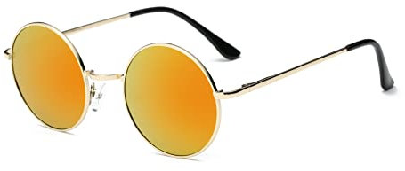SOJOS Schick Klassische Retro Runde Verspiegelt Alien Unisex Sonnenbrille Herren Damen SJ1058 mit Rot