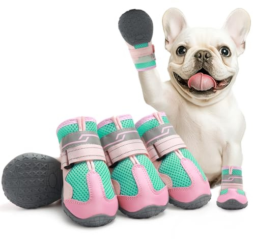 Aokown Hundeschuhe für mittelgroße Hunde, große Hundestiefel für den Winter, Schnee, heißen Bürgersteig, Hundeschuhe und Pfotenschutz, Größe 4