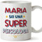 Mugffins Tazza Personalizzata in ceramica per PSICOLOGA donna 11 oz / 350 ml - In italiano - Sei Super - Idea regalo per compleanno, anniversario, natale, laurea