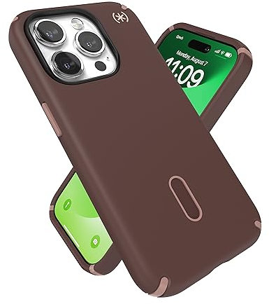 Speck Presidio2 Pro Schutzhülle für iPhone 15 Pro, rutschfeste Verriegelung, gebaut für MagSafe, Fallschutz, Kratzfest, weich, 15,5 cm (6,1 Zoll), Presidio2 Pro New Planet/Clay Tan/Warm Sand