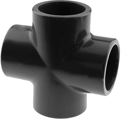MegaHaustechnik Klebefitting aus Kunststoff PVC, Kreuzstück, 50mm | Für Rohr-Außendurchmesser 50mm, zum Verkleben, Trinkwasser geeignet, Druck 16 Bar, 3-Wege Verteiler Doppelabzweig