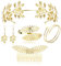 YADOCA 6Pcs Diosa Griega Accesorios de disfraces Set para Mujeres Brazalete de Oro Brazo Pulsera Hoja Diadema Corona Griega Peineta Hoja Hair Clip Decoraciones Novia Boda Joyería