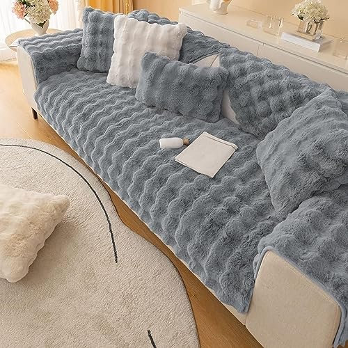Hufu Kaninchen Plüsch Sofa Überzug L Form, Funny Fuzzy Sofabezug, Winter Sofa Cover Sofa Auflage, Antirutsch Super Weiche Couchüberzug Ecksofa U-Form 1 2 3 4 Sitzer