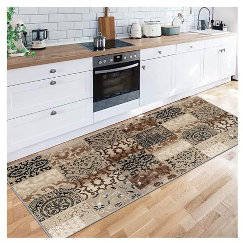 Siunwdiy Marrón Negro Pasillo Alfombra para Corredor Moqueta por 3.5 Metros Extra Largo Corredores Lavables Antideslizantes para, Cocina, Dormitorio, salón, Pasillo,Dormitorio，90X350cm