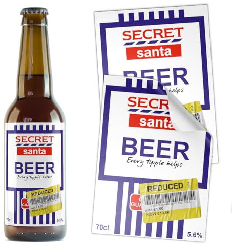 [6 PACK] Funny Beer Xmas Secret Santa Supermarket Budget Alcohol Bottle Gift Novelty Drinks Sticker Label (Value Beer)