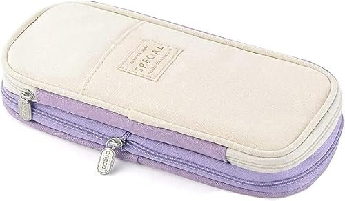 EASTHILL Big Capacity Pencil Pen Case Office College School Large Storage High Capacity Bag Pouch Holder Box Organizer Khaki, PURPAL, Travel Accessories