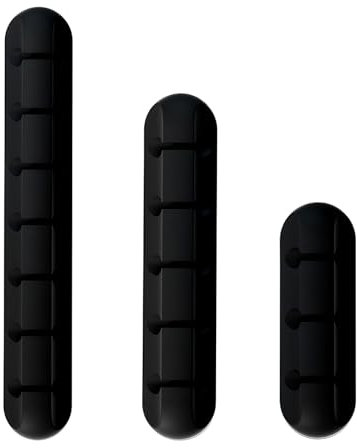 Ushine Cable Tidy Clips,3 Pcs Black Data Cable Organiser Set,Silicone Adjustable Cable Clips,Sticky Cable Manager,for Used to Organise Cables,Home Office Computers,Mice,Keyboards,Usb Charging Cables