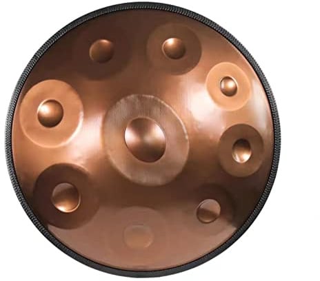 Handpan Stahltrommel 9 Noten 22 Zoll Gold Performer in D-Moll mit Handpan Ständer und Case - Hochwertiges Handpan Set für passionierte Musiker