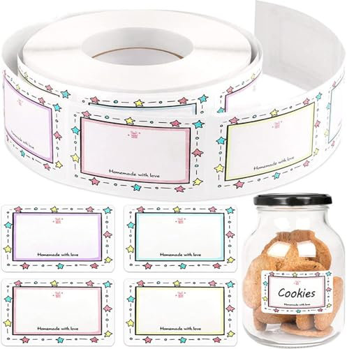 2 Pcs Jam Jar Labels - Self Adhesive, Food & Freezer Safe, Decorative & Removable (500 Sheets Total)