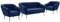 MEBLINI Mini Sofa Set 2-1-1 für Wohnzimmer - Mini Lounge für Vier Personen - Küchensofa - Sofa Klein - Sitzgarnitur - Polstergarnitur - Sofagarnituren - KAIA - 2+1+1 - Blau Samt