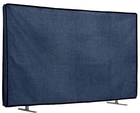 kwmobile Funda para Monitor 43 TV - Protector Antipolvo y antihuellas de Lino para Pantalla de TV - Gris Azulado