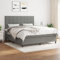 Willood Boxspringbett mit Matratze Dunkelgrau 180x200 cm Stoff Block mit Quadraten Hohes Kopfteil