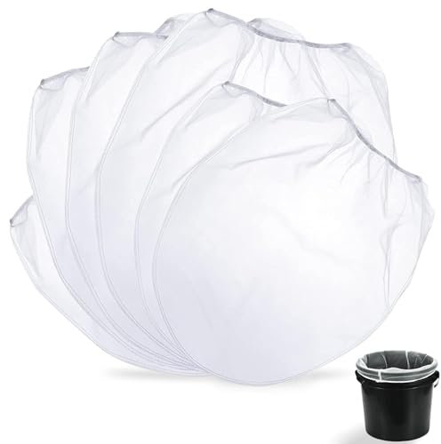 6 Pcs Paint Strainer Bags, White Fine Mesh Bucket Strainer, 5 Gallon Paint & Liquid Filter Bags with Elastic Top Opening Paint Filtering Bag for Hydroponics Painting Gardening