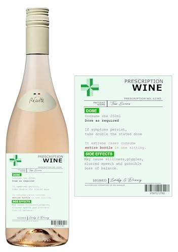 Personalised Prescription Wine Label Red White Rose Vinyl Sticker Funny Novelty Gift Birthday Anniversary - D1 - Prosecco