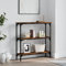FENLAX Table console avec étagères - 75 x 22,5 x 75 cm - Meuble de salon - Table d'appoint - Table d'appoint - Table d'appoint - Table de couloir étroite avec étagères - Bois et métal - Chêne fumé