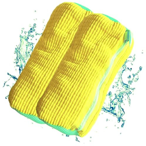 2 pezzi Sacchetti per Scarpe Lavanderia, 360 Degree Cleaning funzione per la pulizia dei copriscarpe in lavatrice con la cerniera chiusa, adatta a tutti i tipi di pulizia delle scarpe.(Giallo)