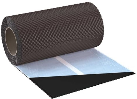 KAMINANSCHLUSSBAND FLEX 3D | Länge 5m | Breite 300mm | hochwertiges Aluminium und Butyl | Selbstklebend | Dach Wandanschlussband 3D Struktur (Dunkelbraun RAL8019)