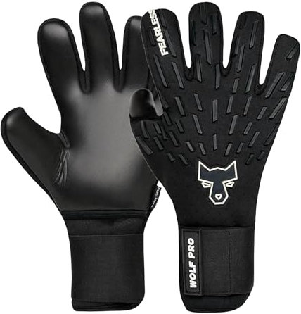 FEARLESS GOALKEEPERS Wolf Pro ΟΝΥΧ Torwarthandschuhe - Deutscher Kontakt-Latex - Atmungsaktiv - Rutschfester Griff, Negativschnitt, Gefühl Zweiter Haut – Für Erwachsene