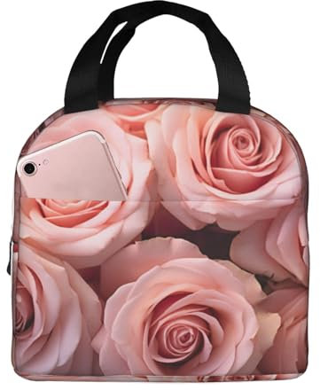 Bolsa de almuerzo con estampado de rosas para hombre, bolsa de almuerzo para mujer, lonchera aislada a prueba de fugas, bolsas de almuerzo para adultos