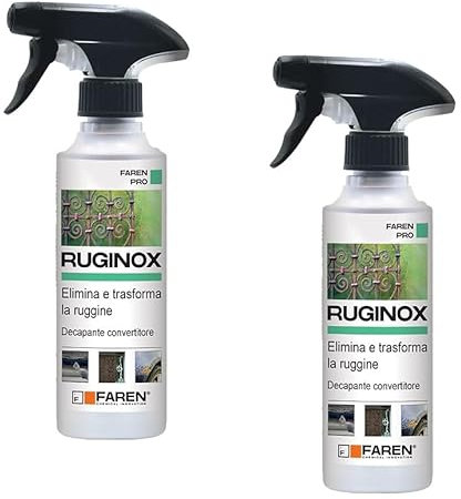 Faren RUGINOX Spray, Convertitore di Ruggine, Decapante, rimuove ossidazioni con azione immediata, Pronto per Stuccatura e Verniciatura, 250ml (2)