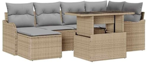 vidaXL Gartensofa-Set 7 STK. Beige [Synthetisch]: Poly Rattan