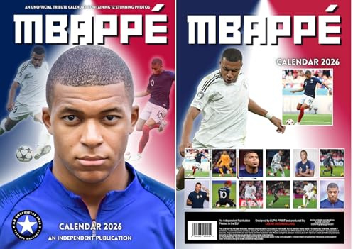 MBAPPE Kalender 2026 - A3 Größe 30 x 42 cm, 12 Monate tolle Fotografie