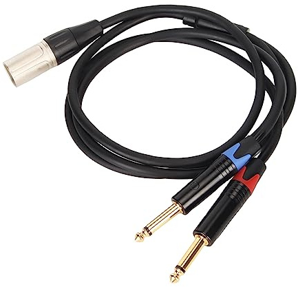 Aramox Doppio 1/4 Pollice a XLR Maschio Y Cavo Splitter XLR Maschio a Doppio Adattatore Convertitore Sonoro su Microfono Mono Plug Mono da 6,35 Mm (2m)