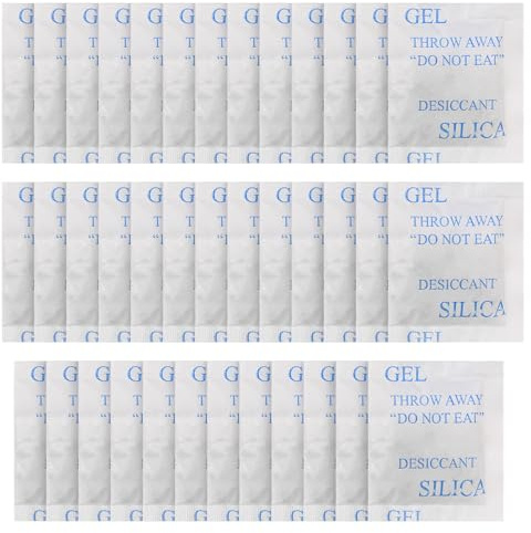 Bustine di Gel di Silice 10g, 38 Pz Sacchetti Essiccanti per Umidità, Assorbitore Deumidificatore per Cassetti Armadi Scarpe Abbigliamento