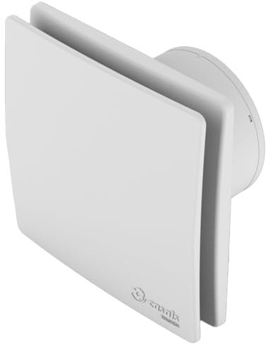 casals fans of innovation TEKSTÜR Extractor de baño premium, panel frontal blanco sin rejilla, instalación pared o techo, encendido con interruptor de la luz y paro con temporizador 3-20 min (120)