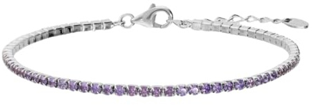 Bronzallure Bracciale Tennis Donna – Bracciale Tennis con Cubic Zirconia Viola – Gioielli Made in Italy – Braccialetto Idea Regalo Compleanni, Anniversari, Festa Donna, Festa Mamma