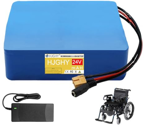 HJGHY 24v 40ah, 24V 20Ah 40Ah Elektrorollstuhl-Akku 24V Tragbarer wiederaufladbarer Lithium-Ionen-Akkupack Ersatz-PVC-Lithium-Ionen-Akkus mit Ladegerät