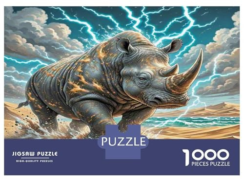 Schwarze Nashörner Puzzle 1000 Teile Für Erwachsene, 1000 Teile Elektrischer Sturm Wüste Puzzle Für Erwachsene Herausfordernde Puzzle Spiele 70x50cm/1000pcs