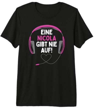 Gaming Kopfhörer Eine Nicola Gibt Nie Auf Personalisiertes Premium T-Shirt