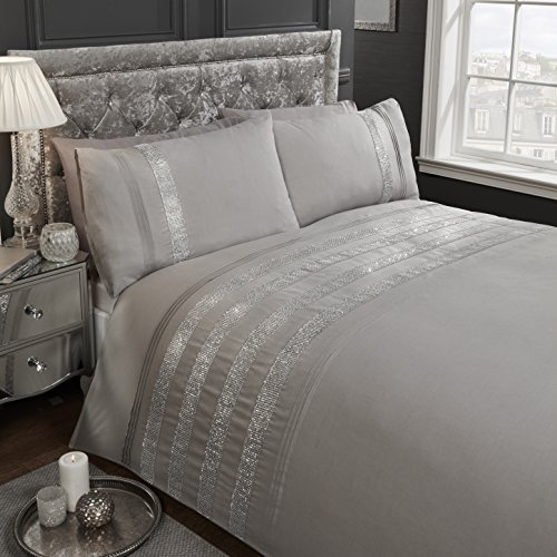 Rapport Carly Duvet Set, SuperKing-Grey, Polyester-Cotton, Super-King, CARLYX-SKNG-GREY