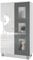 Vladon Vitrine Denjo, Made in Germany, Standvitrine mit 2 Türen und 3 Glaseinsätzen, Weiß matt/Weiß Hochglanz/Grau Hochglanz (71 x 129 x 35 cm)