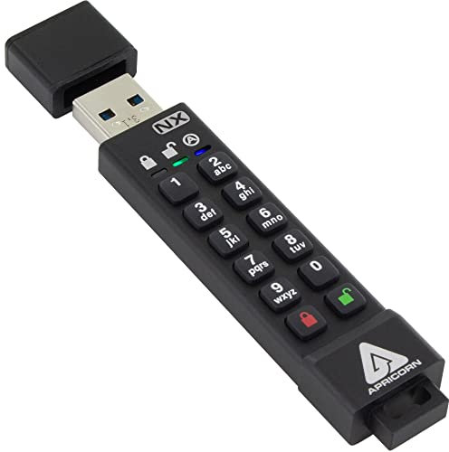 Apricorn Aegis ASK3-NX-8GB Aegis Secure Key 3 NX 256-Bit verschlüsselter FIPS 140-2 Level 3 validierter sicherer USB 3.0 Flash-Laufwerk (ASK3-NX-8GB), Schwarz