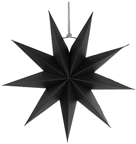 joyMerit Papier Adventsstern Weihnachtsstern Stern 3D Papier Fensterstern Weihnachtssterne Deko zum Aufhängen Decke Fenster Wand Hängende Deko - Schwarz, 30 cm