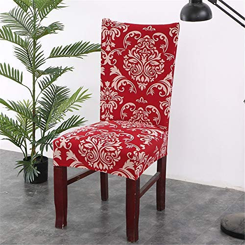 Stuhlhussen Stretch Beschützer Stuhlbezug Stuhlüberzug, Morbuy Modern Exotisches Universal Elastische Spannbezug Hochzeit Weihnachten Partys Bankett Hotel Dekor (6 Stück,Barock - Rot)