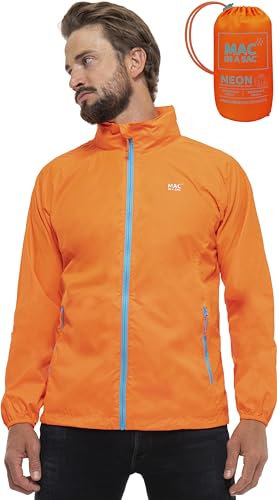 Mac in a Sac - Origin II - Waterproof Packable Jacket for Men & Women - Neon Orange - L