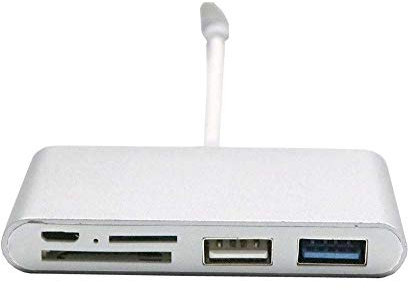 5 in 1 Type C Adapter for Samsung Galaxy A51 Smartphone SD TF Card Reader USB 2.0 3.0 Micro USB (Grey)