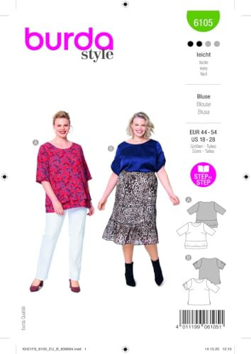 Burda 6105 Schnittmuster Bluse (Damen, Gr. 44-54) Level 2 leicht