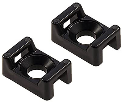 Black Screw Mount Cable Tie Bases - Cable Ties up to 5mm Wide - 4mm (M4) Screw Hole - Saddle Mount Cable Tie Fixings (50)