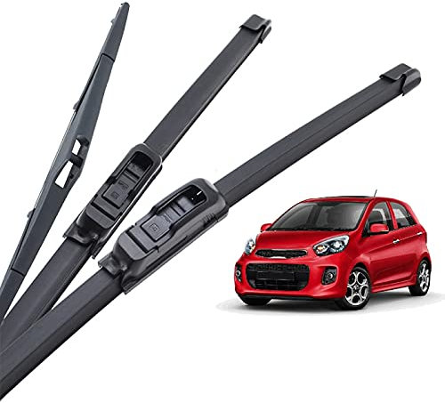 QOHFLD Windschutzscheibe Scheibenwischerblätter,Für Kia Picanto TA MK2 2011-2017 Vorne Hinten Fenster 2012 2013 2014 2015 2016 Scheibenwischer