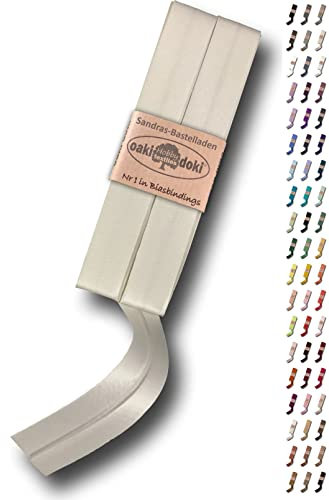 Sandras-Bastelladen Schrägband/Einfassband Satin gefalzt 2m x 20mm 006-Hellgrau