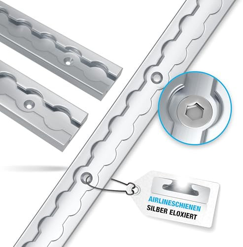 NTG Aluminium Airlineschienen Set eckige Form 1-20 Meter - eckige Airlineschiene zur Ladungssicherung - Gebohrt & Eloxiert- Zurrleiste / 1 Meter & 2 Meter (6 Meter (3 x 2 Meter))