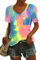 MOLERANI T-Shirt décontracté Ample à Manches Courtes pour Femmes col en V Teint Rose Jaune Bleu 2XL