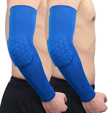 RGA Ellenbogenschoner, Basketball-Schützen, Basketball-Ellenbogen-Armschutz, gepolstert, Kompressionsschutz, Ellenbogenarm-Ärmel, Blau (2 Stück), Größe L
