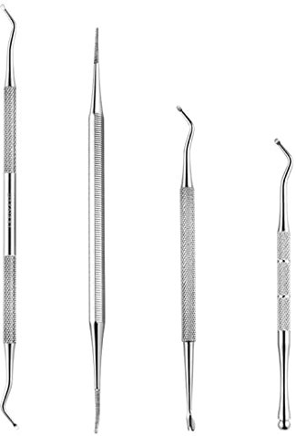 Eingewachsene Zehennägel Set,4 Stück Pre Edelstahl Maniküre & Pediküre Set,Zehennagelpflege-Haken für eingewachsene Fußnägel, Nagelreiniger